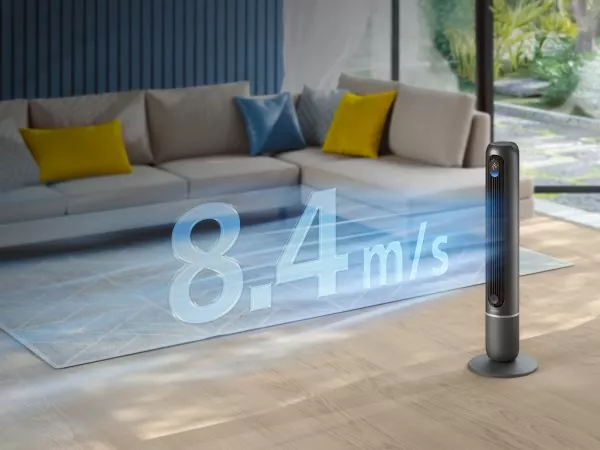 Wentylator Philips zapewnia szybkie orzeźwienie dzięki silnemu przepływowi powietrza.