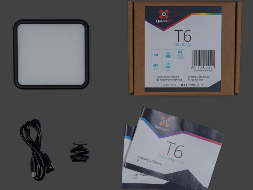 Quadralite T6 RGB LED Light zestaw