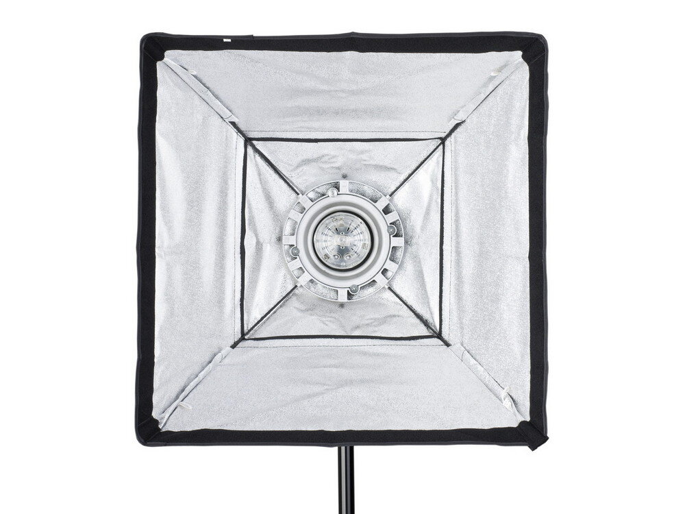 Quadralite Softbox 60x60 stalowy stelaz i obrot 360 stopni wnętrze czaszy