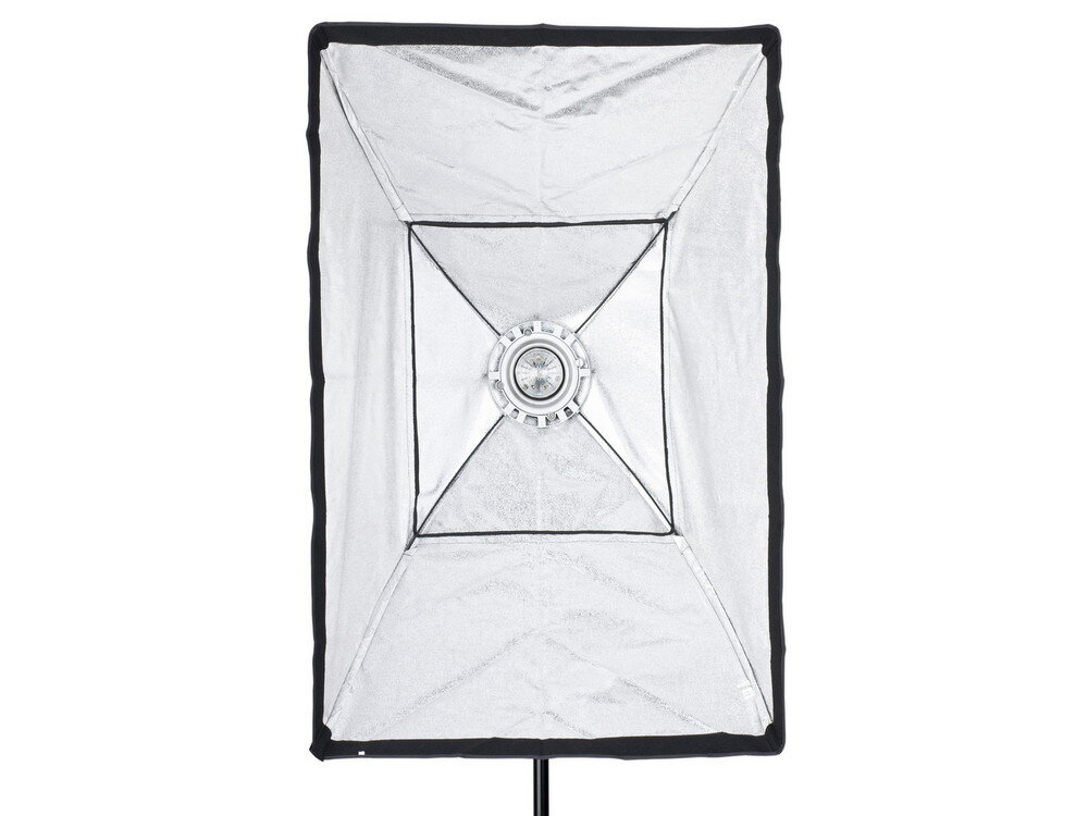 Quadralite Softbox 120x80 stalowy stelaz z czterema pretami i obrot 360 stopni wnętrze czaszy 