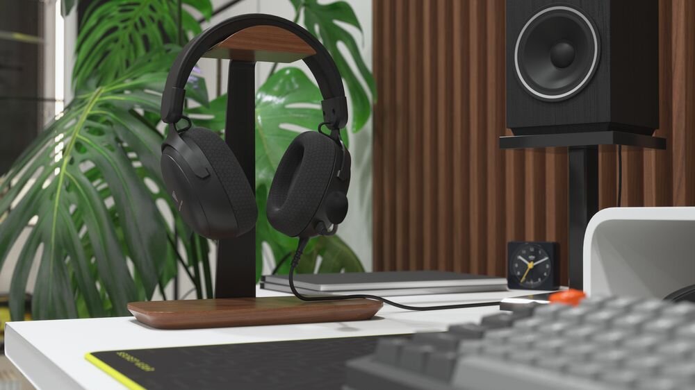 Słuchawki SECRET GEAR Spik SX3 dwa tryby dźwięku gaming i muzyka uniwersalne zastosowanie, słuchawki zawieszone na stojaku na biurku