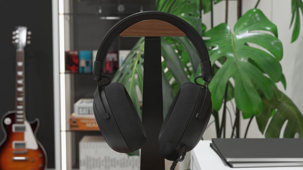 Słuchawki SECRET GEAR Spik SX3 kabel 2.2 m jack 3.5 mm USB stabilne połączenie przewodowe, słuchawki zawieszone na stojaku na biurku