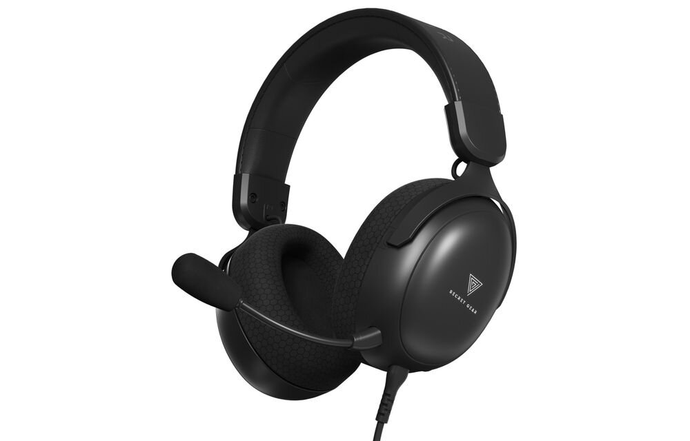 Słuchawki SECRET GEAR Spik SX3 sterowanie pokrętło przyciski odpinany kabel wygoda, słuchawki po skosie na białym tle