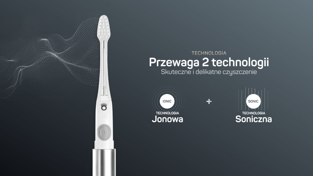 Szczoteczka soniczna TESLA Travel Czarny  zdjęcie lifestyle Robi różnicę technologię jonową i soniczną Technologia jonowa 22 000 ruchów sonicznych na minutę bez potrzeby mocnego dociskania 