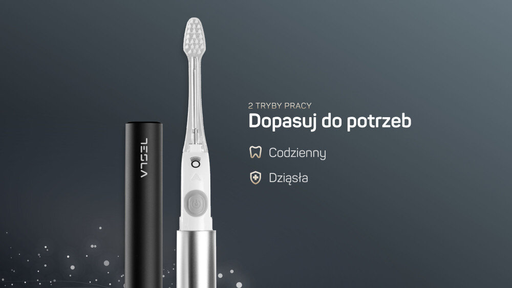 Szczoteczka soniczna TESLA Travel Czarny  zdjęcie lifestyle Dopasowanie do potrzeb Tryb codziennego czyszczenia tryb pielęgnacji