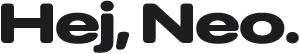 Czarny napis \'Hej, Neo.\' na przezroczystym tle.