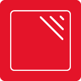 Czerwona ikona z białym konturem kwadratu i dwoma ukośnymi liniami w prawym górnym rogu.