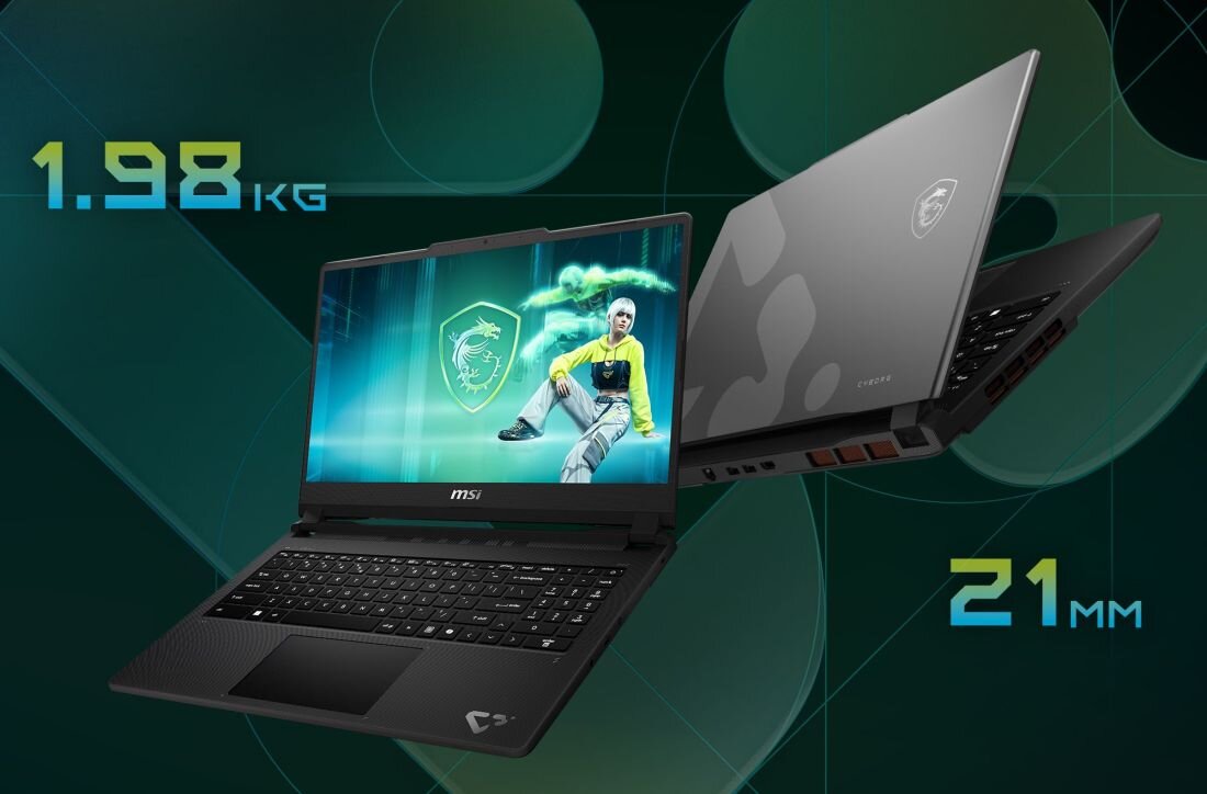 MSI Raider A18 HX AI na biurku z włączonym ekranem, procesor AMD Ryzen 9 9955HX3D, NVIDIA GeForce RTX z serii 50, ekran 18 cali
