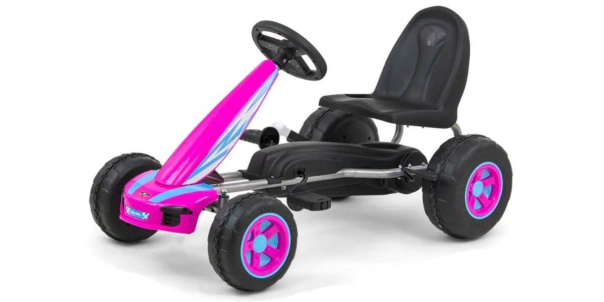 Gokart na pedały MILLY MALLY Viper Gokart ma sportowy ergonomiczny i nowoczesny kształt Wysoka jakość w parze z bezpieczeństwem użytkowania