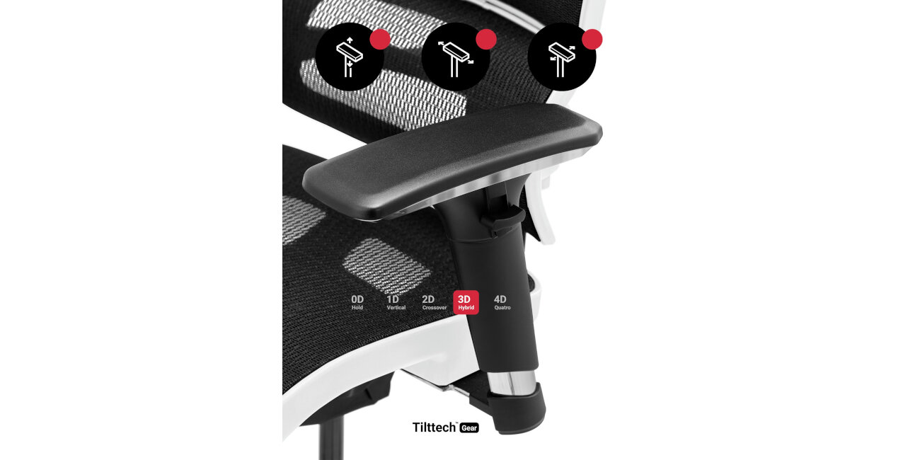 Fotel DIABLO CHAIRS V-COMMANDER BIALO-CZARNY postawa ciała odciążenie barków, nagarstków i przedramion