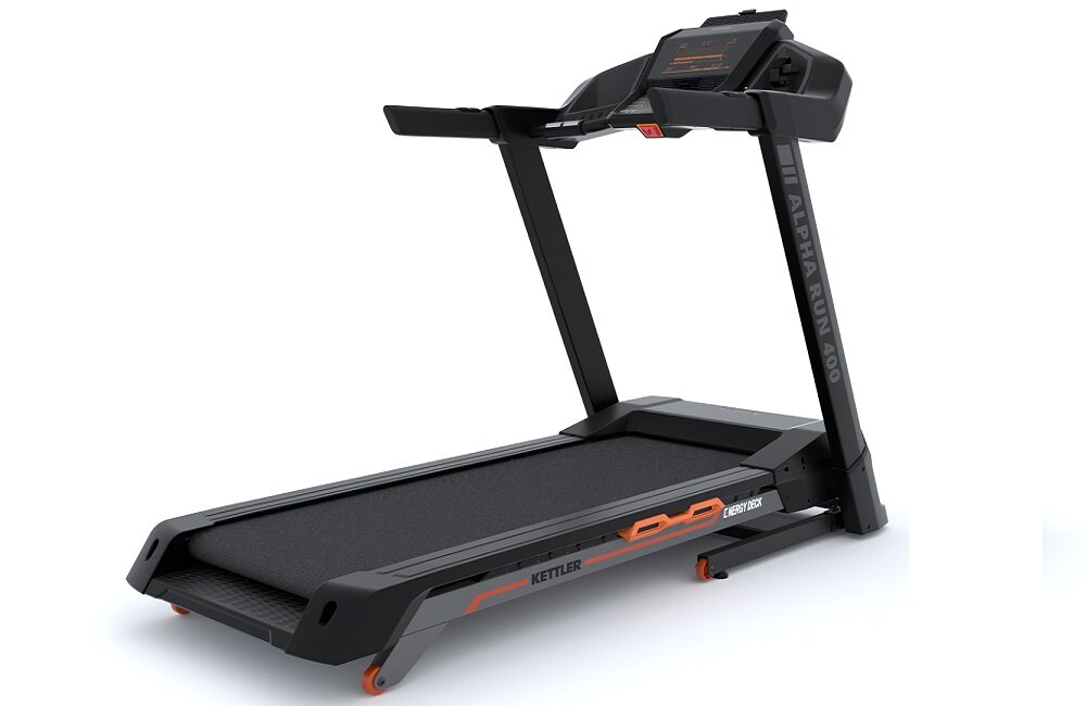 Bieżnia elektryczna KETTLER Alpha Run 400 miejsce na bidon uchwyt na smartfon Guided Running 32 dostępnych programów trening Quickstart 