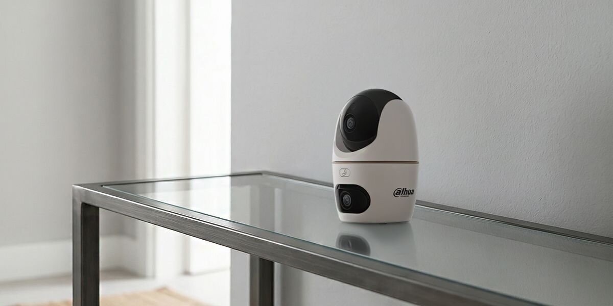 Kamera DAHUA H3D-3F Dual Wewnętrzna, Wi-Fi / LAN, Kamera obrotowa, Wi-Fi, Bluetooth, DMSS, Micro SD, Kamera Dahua Hero A1 Dual w salonie, Wi-Fi 6, szeroki kąt widzenia.