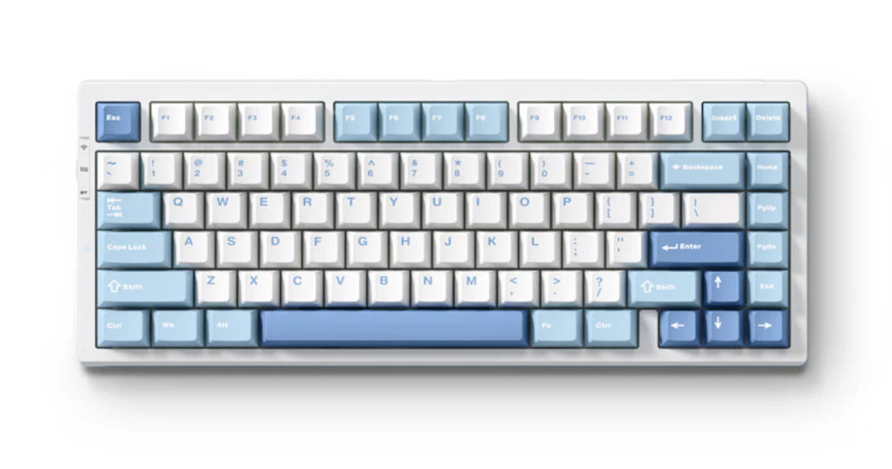 MCHOSE MC-G75 układ 75 83 klawiszami TKL (Tenkeyless) brak bloku numerycznego - klawiatura na białym tle