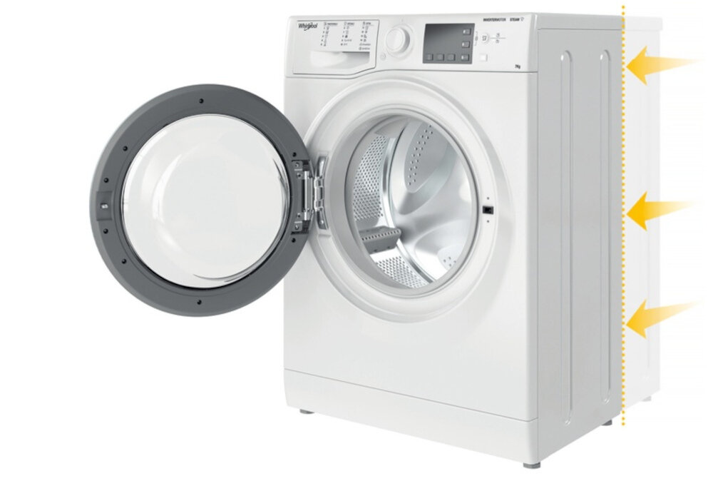 Pralka WHIRLPOOL WRBSS 6249 ladowana od przodu wymiary rozmiar mozliwosci kompaktowa konstrukcja