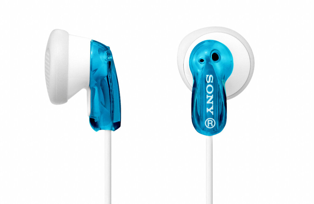 SŁUCHAWKI SONY MDR-E9LPL NIEBIESKO BIAŁE pasmo przenoszenia basy przetwornik magnesy neodymowe