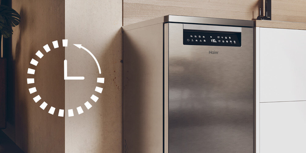 ZMYWARKA HAIER XF0C3TB0FX I-PRO SHINE SERIES 3, SLIM Opóźnienie startu do 24 h planowanie