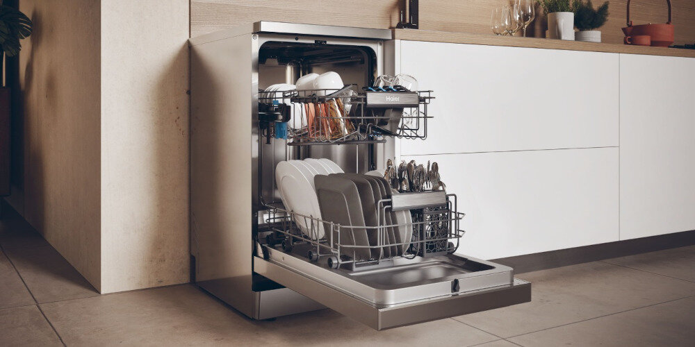 ZMYWARKA HAIER XF0C3TB0FX I-PRO SHINE SERIES 3, SLIM Cichy i niezawodny silnik inwerterowy  wysoka wydajność niezawodność cicha praca bezszczotkowy inwerterowy mniej wybracji hałasu oszczędność