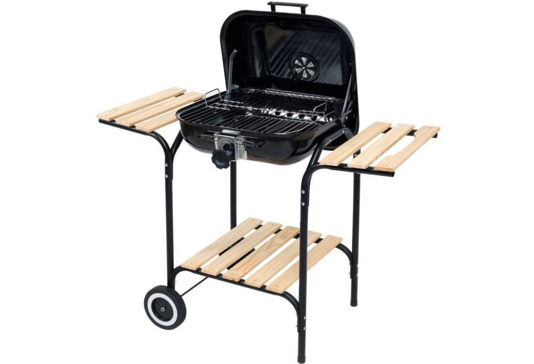 Grill węglowy LUND 99905 40 x 45 cm Chromowany ruszt regulacja wysokości długotrwałe użytkowanie Regulowana kratka na węgiel kontrolowanie temperatury potrawy wysokość dopasowanie