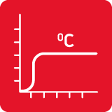 Czerwona ikona z białym wykresem przedstawiającym wzrost temperatury, oznaczona symbolem \'°C\'.