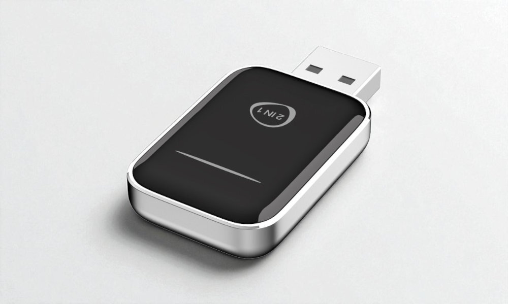 XENSO M1 CarPlay lub Android Auto przewodowe systemy w pełni bezprzewodowe rozwiązanie łączy się automatycznie telefonem zapamiętuje połączenie nawigacji, muzyki, połączeń oraz aplikacji - adapter na białym tle