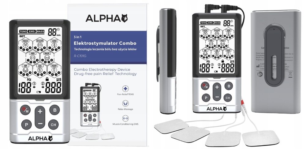 Elektrostymulator ALPHA Combo R-C101G 3w1 elektrostymulacje