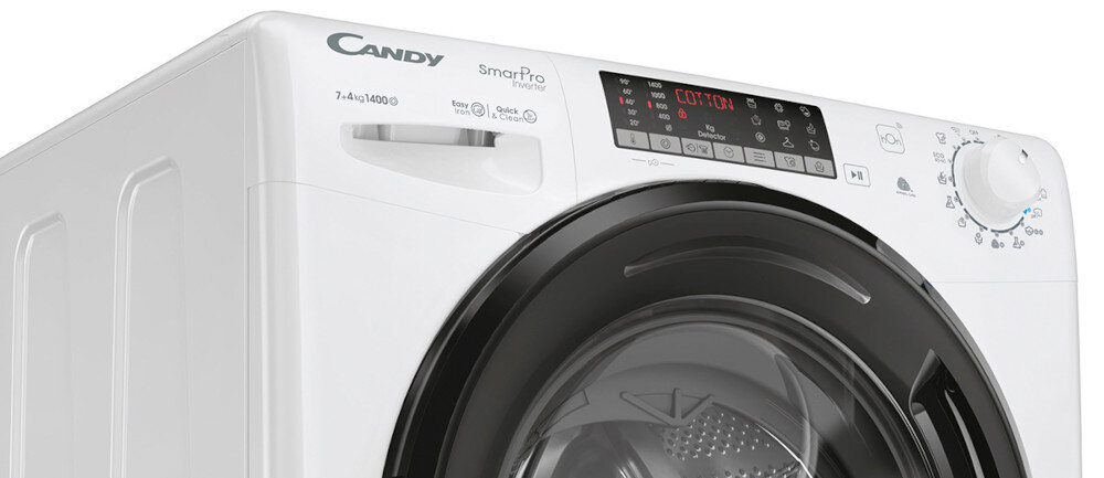 Pralko-suszarka CANDY CSOW 4746TWMB5-S Niezawodny silnik inwerterowy niezawodność wytrzymałość efektywność cicha praca 74 dB