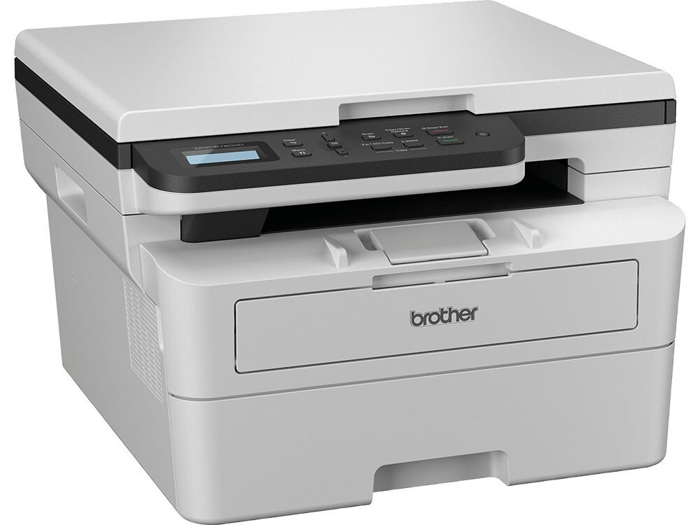 Urządzenie wielofunkcyjne BROTHER DCP-B7600D Automatyczny druk dwustronny prezentacja urządzenia na białym tle pod kątem rozdzielczość druku wyraźny tekst wydruki korespondencja biurowa