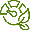 Ikona przedstawia zielony symbol liścia i zegara, sugerujący ekologiczną efektywność lub oszczędność energii.