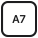 Czarny kwadratowy przycisk z białym napisem \'A7\' na środku.