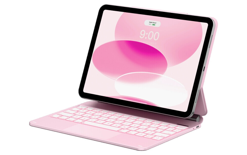 Etui na iPad TYPECASE Edge Malinowy Klawiatura, etui ipad klawiatura touchpad typecase edge, etui Typecase z podświetloną klawiaturą.
