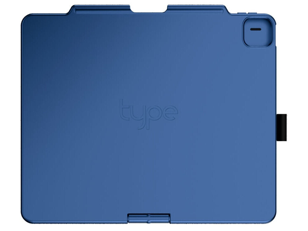 Etui na iPad Air 13 cali TYPECASE Flexbook Touch, Etui Typecase Flexbook Touch, bateria 660 mAh, USB-C, uchwyty na Apple Pencil, mobilna praca, Tylna strona zamkniętego etui na tablet z wyraźnym napisem type.