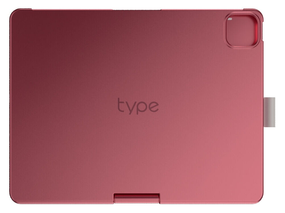 Etui na iPad Air 11 cali TYPECASE Flexbook Touch, Etui Typecase Flexbook Touch, bateria 660 mAh, Bluetooth 5.0, ładowanie USB-C, mobilna praca, Widok od tyłu na etui z klawiaturą i zawiasem obrotowym.