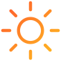 Ikona przedstawia pomarańczowy symbol słońca na przezroczystym tle.
