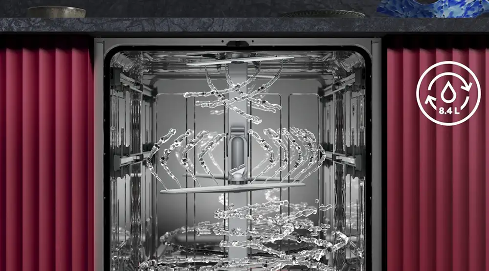 Wnetrze zmywarki z systemem AquaSave