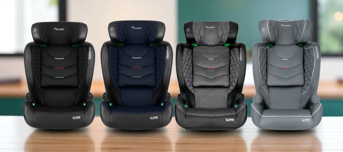 NUKIDO Louis i-Size - fotelik w czterech wersjach kolorystucznych na tle pokoju