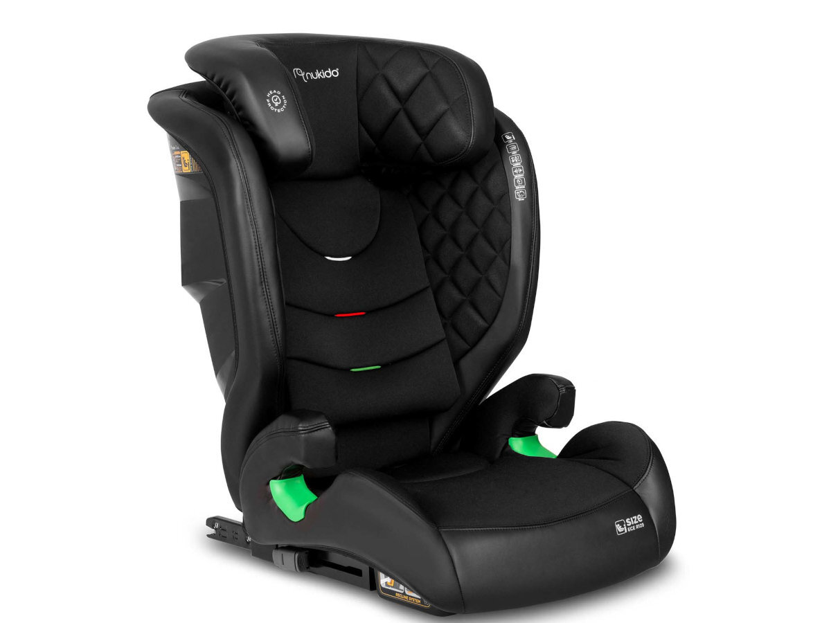 NUKIDO Louis i-Size europejskie normy i-Size Elegancka tapicerka akcentami kolorystycznymi - fotelik na białym tle od boku