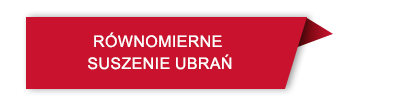 Czerwony prostokątny znak z tekstem \'RÓWNOMIERNE SUSZENIE UBRAŃ\'.