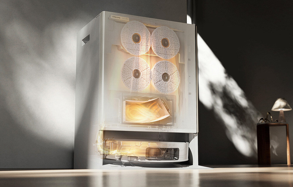 Robot sprzątający DREAME Matrix 10 Ultra Biały Czyszczenie ThermoHub™ Stacja ThermoHub™  temperatura Dwudziestodyszowy system port ssący higiena proces  system automatycznie obniża temperaturę