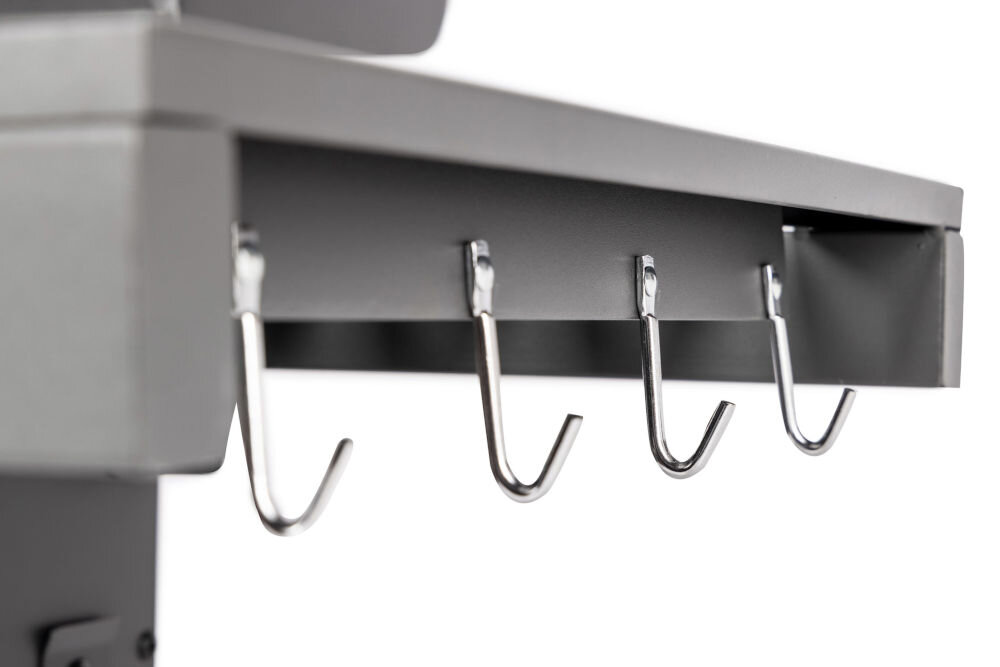 Grill węglowy ACTIVA Angular 11245L 57.5 x 42 cm składane półki haczyki na akcesoria otwieracz do butelek transportowe uchwyty kompaktowa konstrukcja drobne udogodnienia przyjemne funkcjonalne grillowanie wygoda praktyczność 