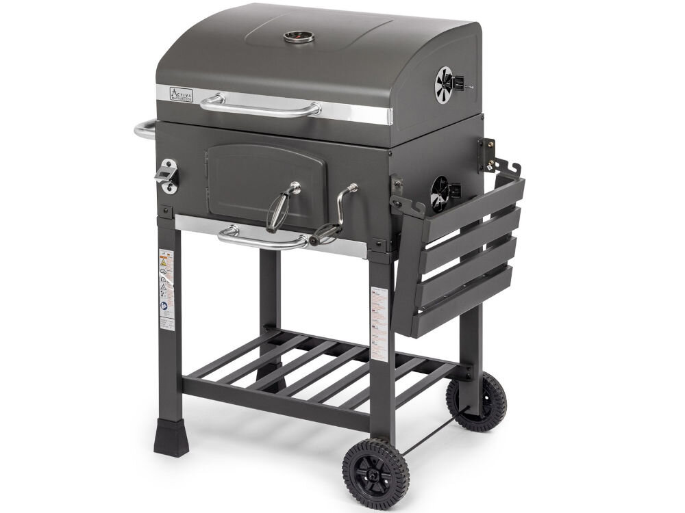 Grill węglowy ACTIVA Angular 11245L 57.5 x 42 cm zamykana pokrywa pełna kontrola nad płomieniem bezpieczeństwo jakość przygotowywanych potraw możliwość wygaszenia lub ograniczenia płomienia minimalizowanie ryzyka przypalenia dań zwiększona przewidywalność procesu grillowania różnorodne przepisy i techniki 