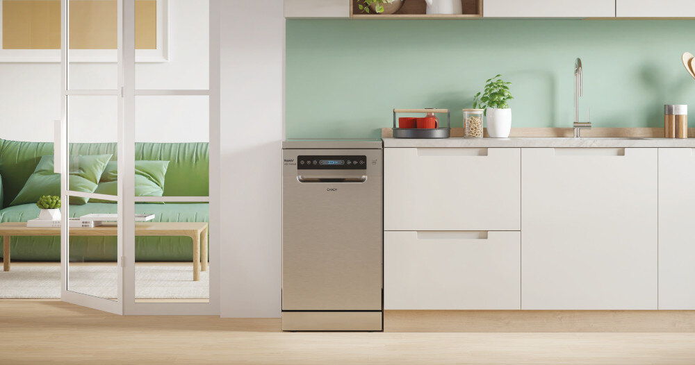 Zmywarka CANDY CF0C7SB0FX Program Wash&Dry szybkie zmywanie oszczędność czasu zdalne sterowanie Aplikacja hOn smartfon Opóźnienie startu do 24 h Regulacja górnego kosza Łatwa i intuicyjna obsługa – dotykowy wyświetlacz tekstowy Automatyczne otwieranie drzwi bezszczotkowy silnik Speed-Drive Inverter Automatyczny dobór parametrów zmywania Połowa załadunku – większe oszczędności