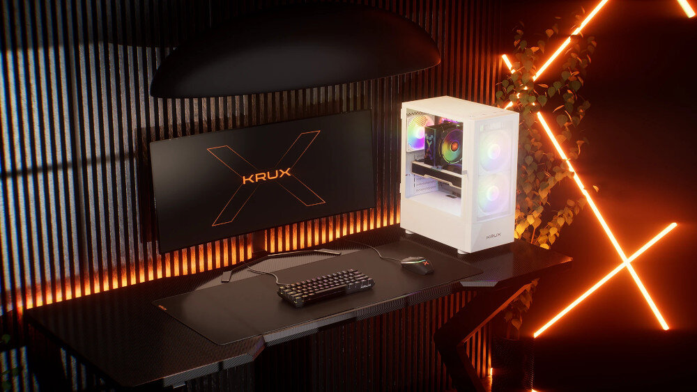 Obudowa KRUX Vako RGB Biały trzy fabrycznie zamontowane wentylatory RGB przednie 140 mm tylny 120 mm
