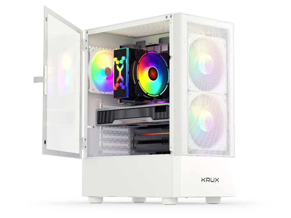 Obudowa KRUX Vako RGB Biały boczny panel z hartowanego szkła zatrzaskach magnetycznych