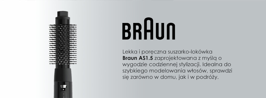 Suszarko-lokówka BRAUN AS150E wygląd design tło prezentacja wizualizacja z myślą o codziennym komforcie