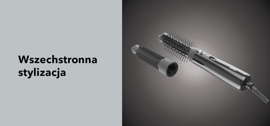 Suszarko-lokówka BRAUN AS150E Wszechstronna stylizacja dwie wymienne końcówki swoboda dopasowanie potrzeby Szczotka termiczna modelowanie włosów okrągła szczotka z włosiem 25 mm System bezpiecznej blokady zamiana końcówek jest bezproblemowa