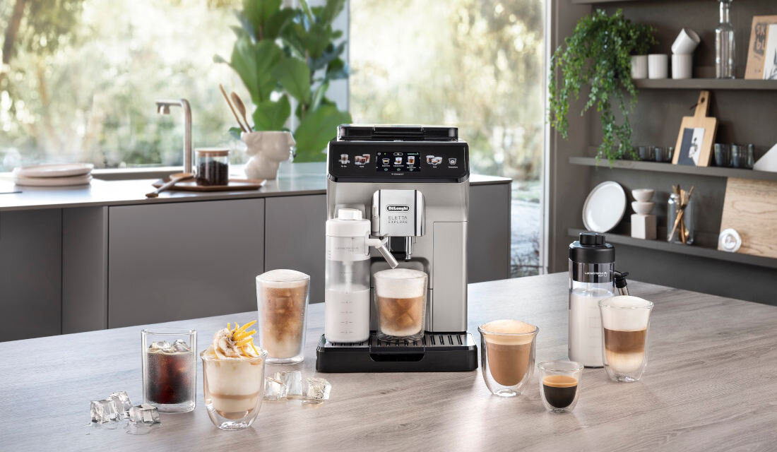 Ekspres DELONGHI Eletta Explore ECAM450.65.S uzytkowanie interfejs komunikaty ikony wyswietlacz panel