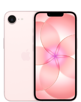 Dwa smartfony z widocznymi ekranami i tylną obudową. Na ekranie widoczny jest różowy wzór, a na tylnej obudowie znajduje się logo w kształcie nadgryzionego jabłka.