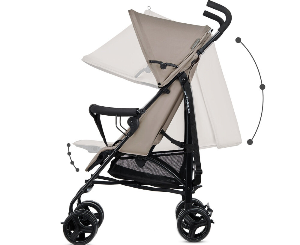 Wózek spacerowy KINDERKRAFT Tik Beżowy Komfort drzemki Oparcie z płynną regulacją podnóżek ustawiany w kilku pozycjach przestrzeń wygoda komfort spacer