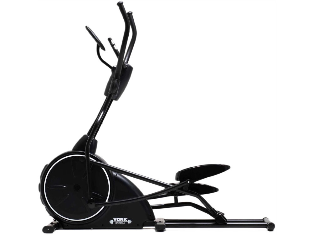 Czarny orbitrek magnetyczny z widocznym logo \'YORK FITNESS\' na podstawie. Urządzenie posiada dwa uchwyty i pedały do ćwiczeń.