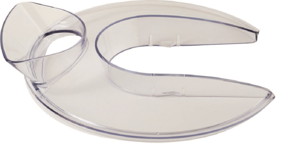 Przezroczysta osłona w kształcie litery C z otworem na górze, wykonana z tworzywa sztucznego.